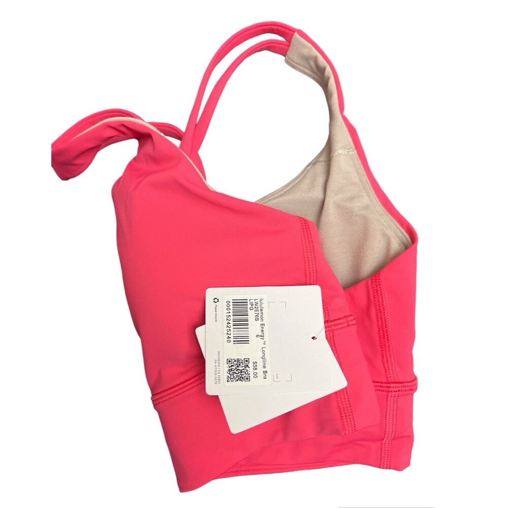 Lululemon Energy Longline Bra Color LIPG  Lip Gloss Pink Size 6 New w/tag - Picture 3 of 3
